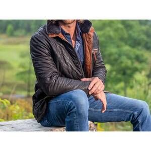 NEW MADISON CREEK OUTFITTERS rainier waxed goat suede leather jacket in chocolat